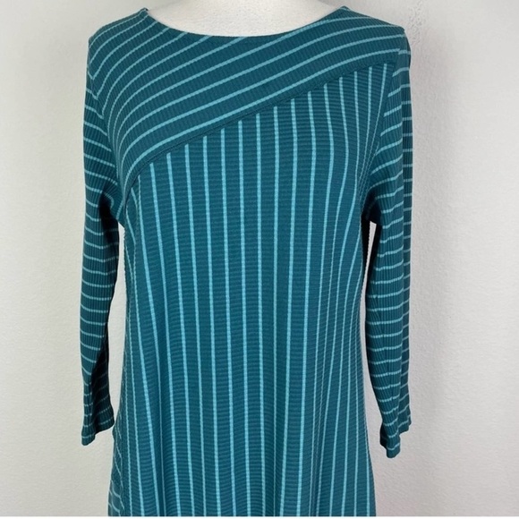 Soft Surroundings Green Stripe Ribbed Knit Dress Size 1X - Picture 2 of 6